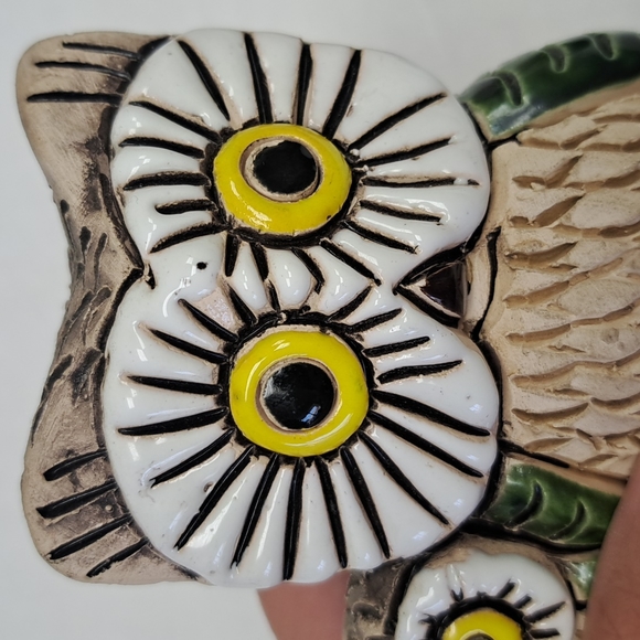 Vintage studio art pottery hand made partially glazedowl and baby - Picture 5 of 7